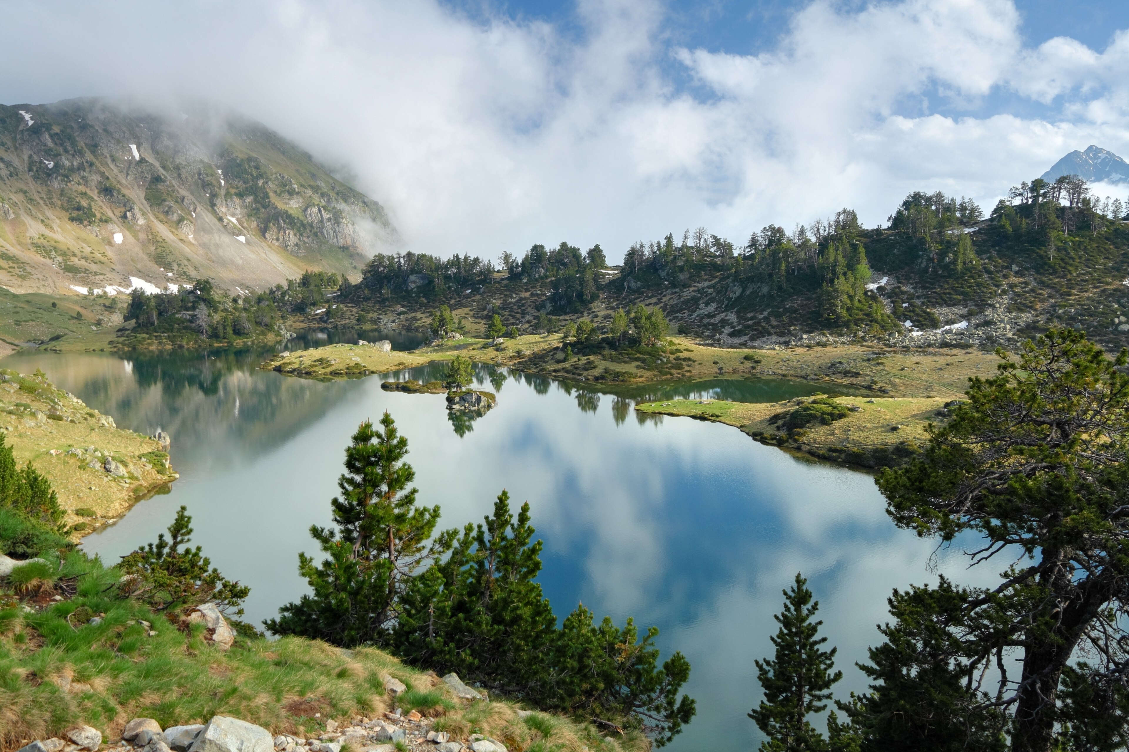 Middle lake of Bastan, short before sunset, Hautes-Pyrénées, France
