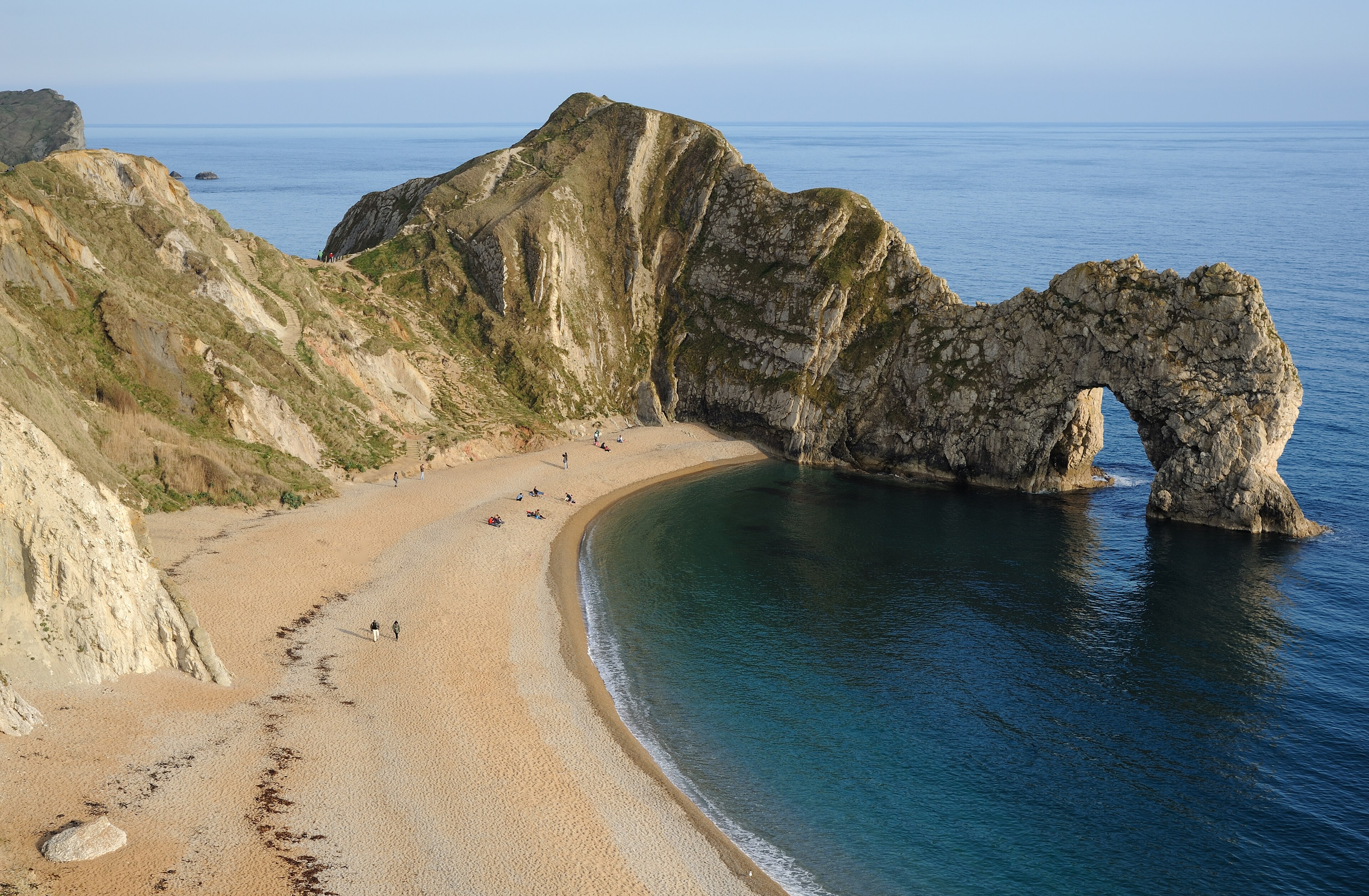 Durdle Door is a natural limestone arch on the Jurassic Coast in Dorset, England