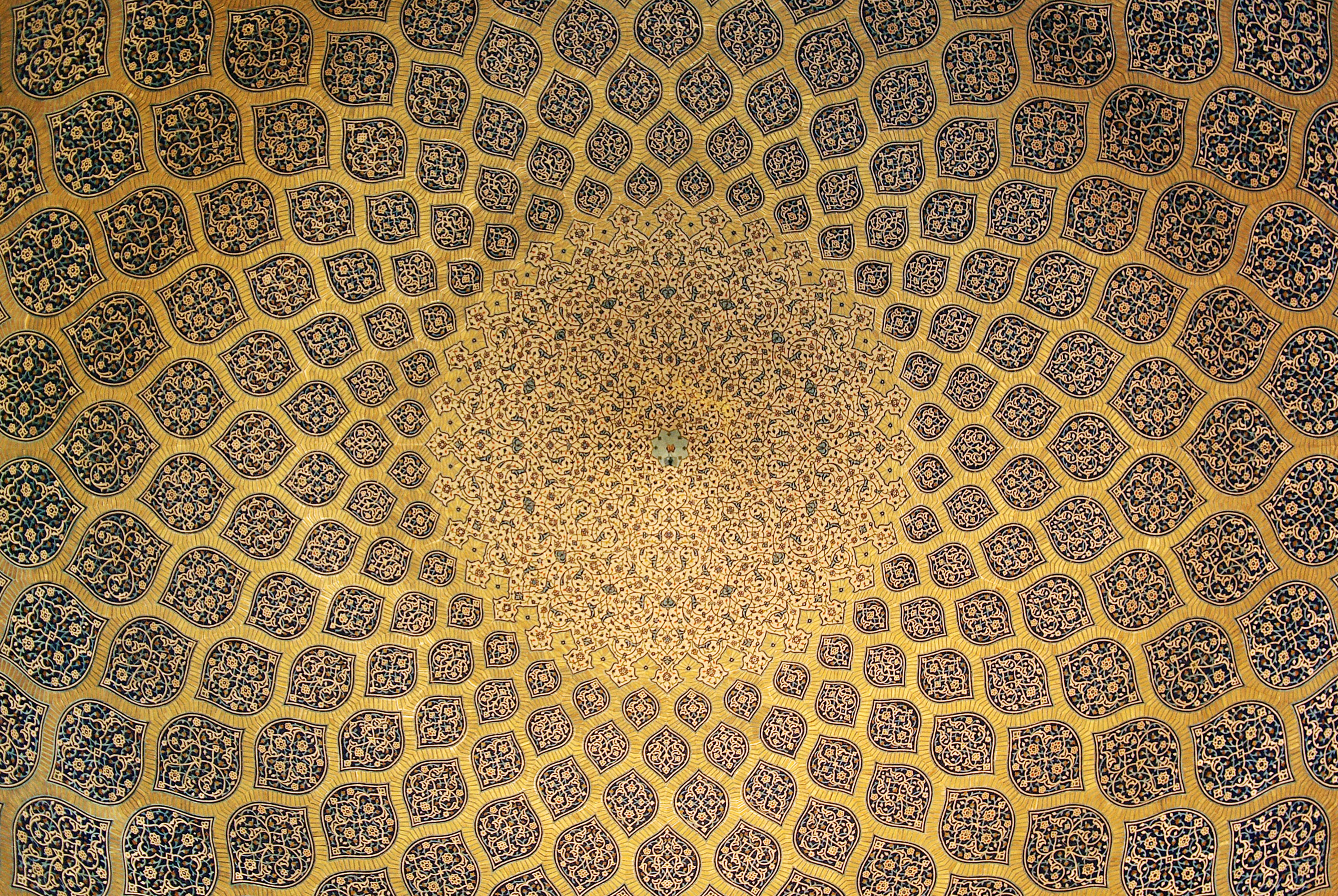 The interior side of the dome of the Sheikh Lotf-Allah mosque in Isfahan, Iran