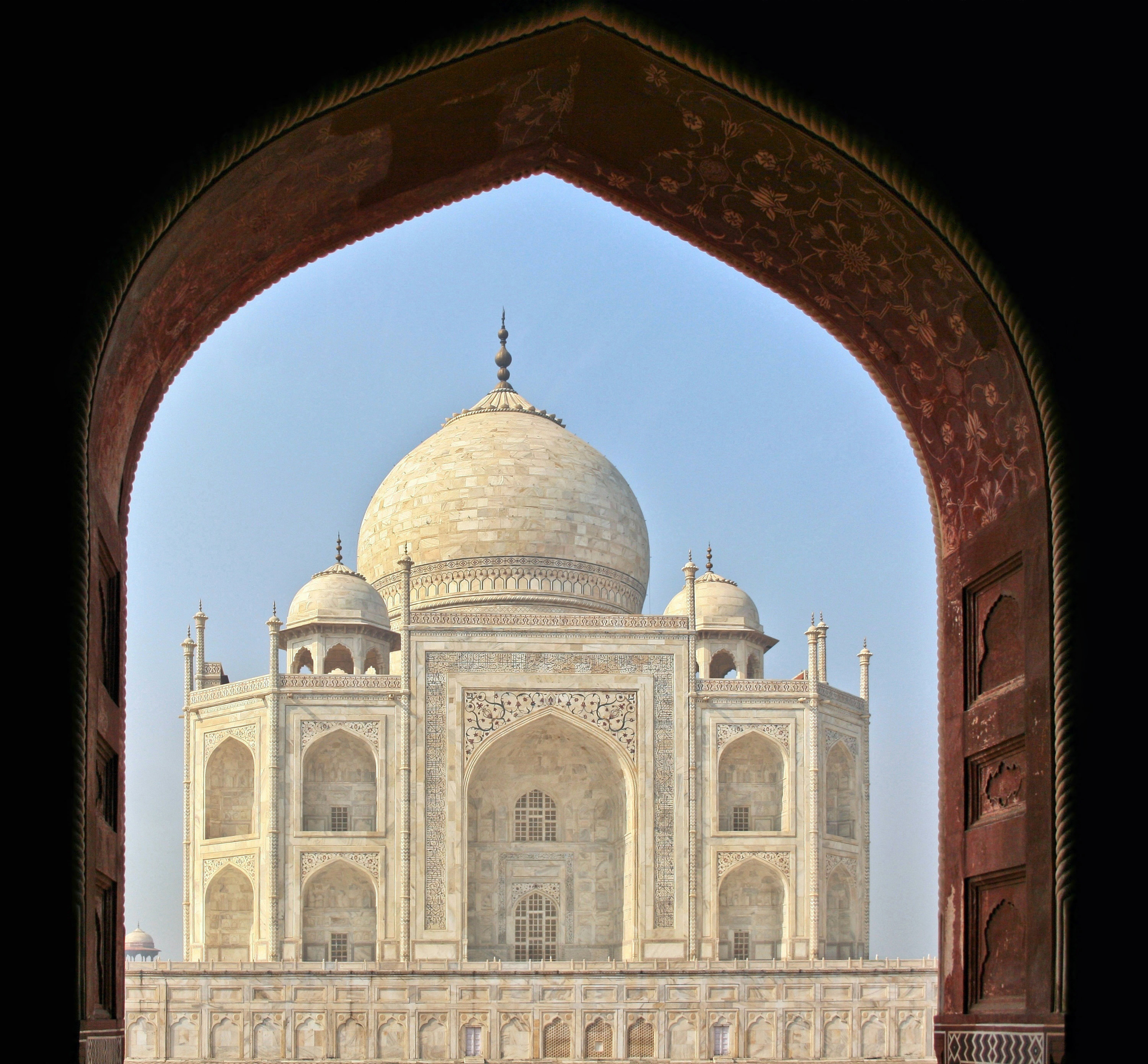 Taj Mahal viewed through a neighboring arch, Agra, India
